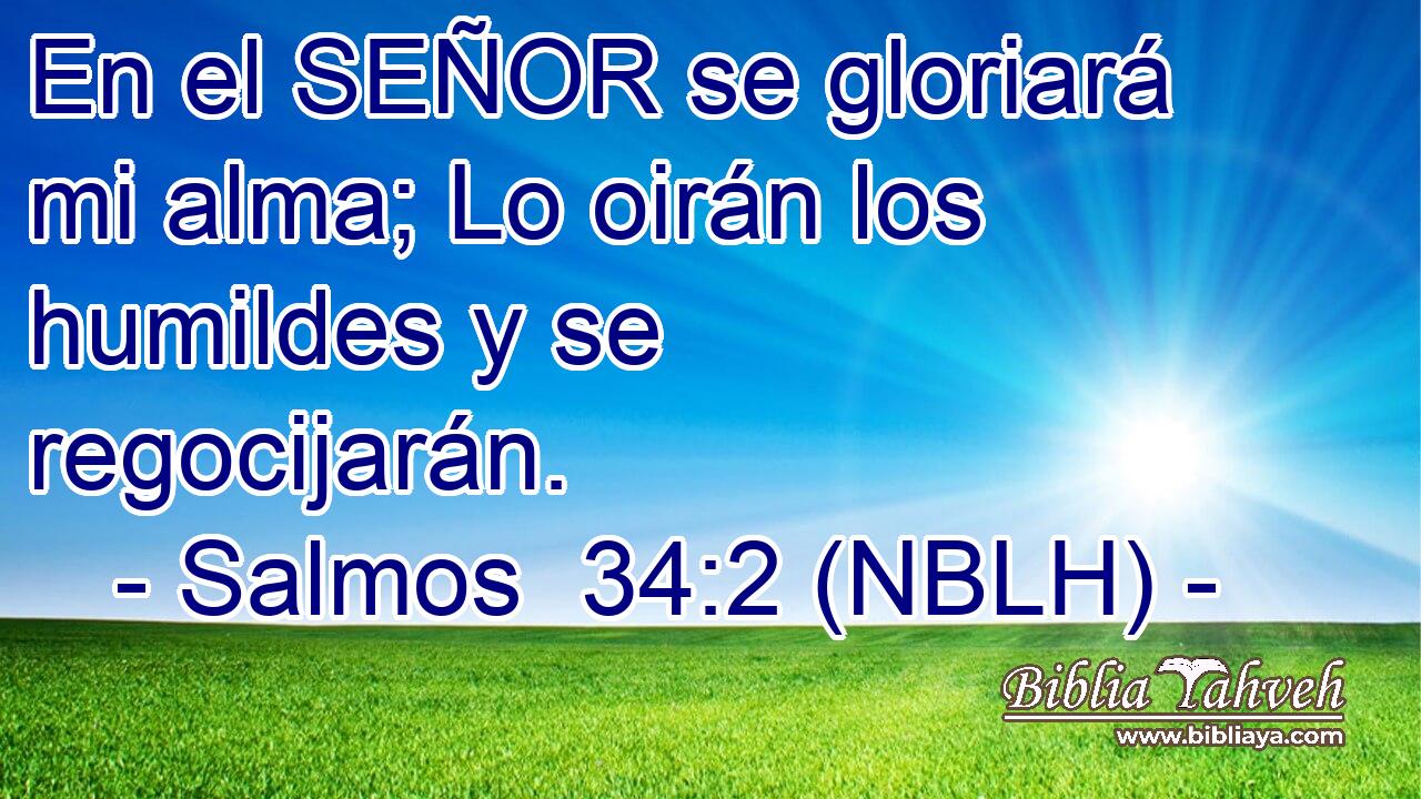  En el SEÑOR se gloriará mi alma; Lo oirán los humildes y se regocijarán. 