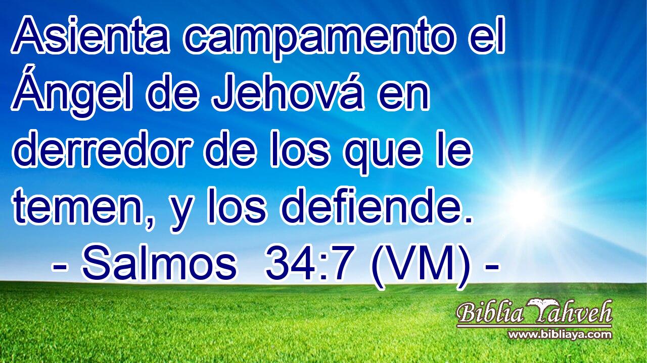  Asienta campamento el Ángel de Jehová en derredor de los que le temen, y los defiende. 