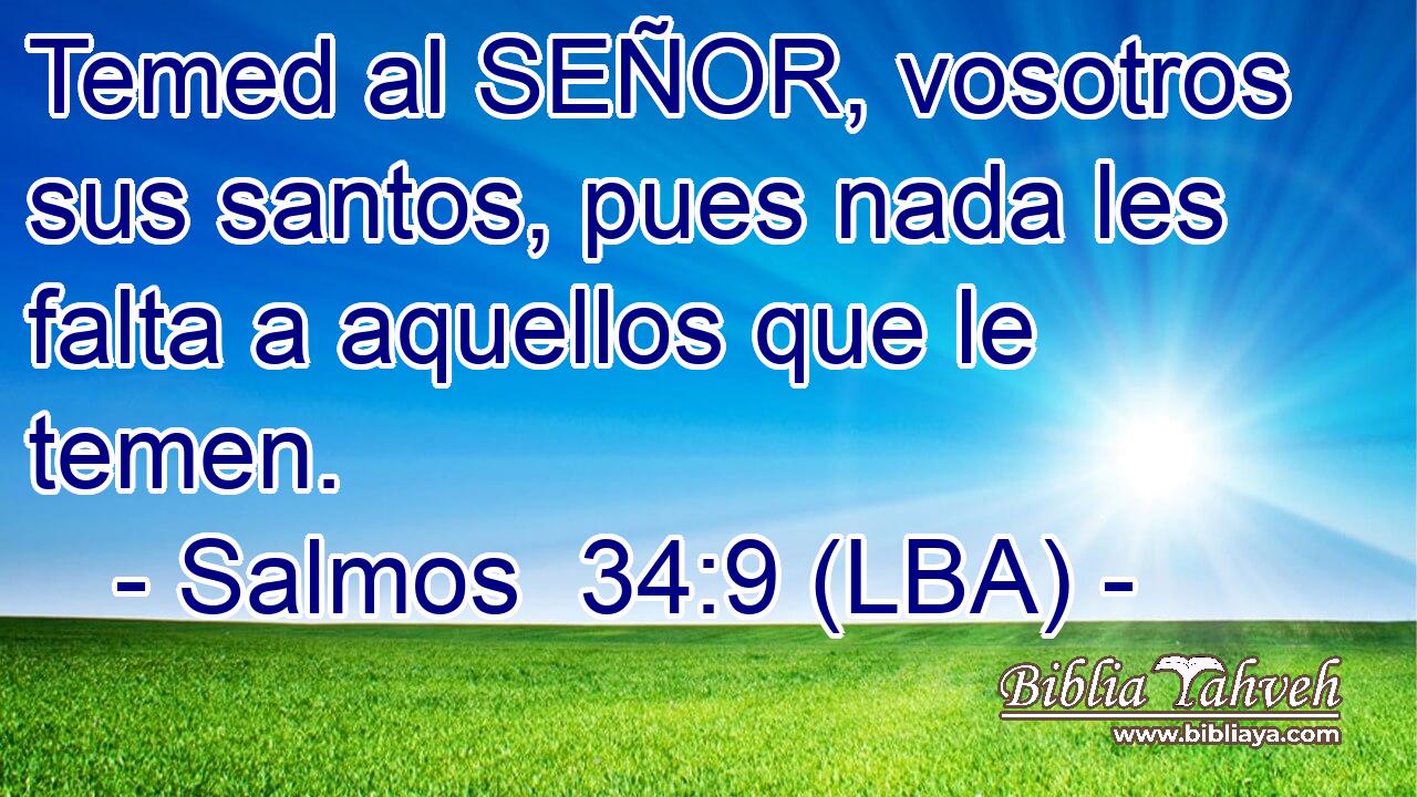 Temed al SEÑOR, vosotros sus santos, pues nada les falta a aquellos que le temen.