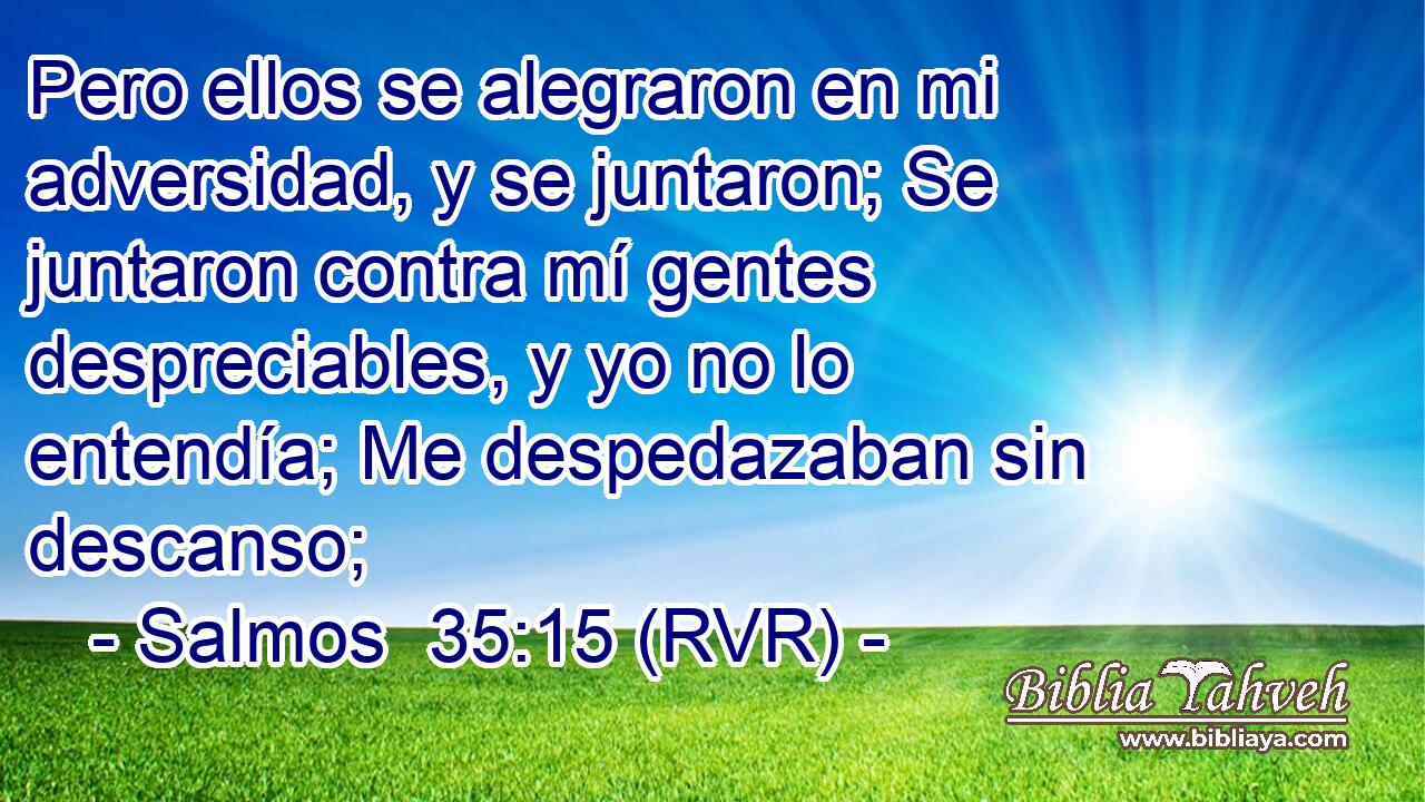 Pero ellos se alegraron en mi adversidad, y se juntaron; Se juntaron contra mí gentes despreciables, y yo no lo entendía; Me despedazaban sin descanso;