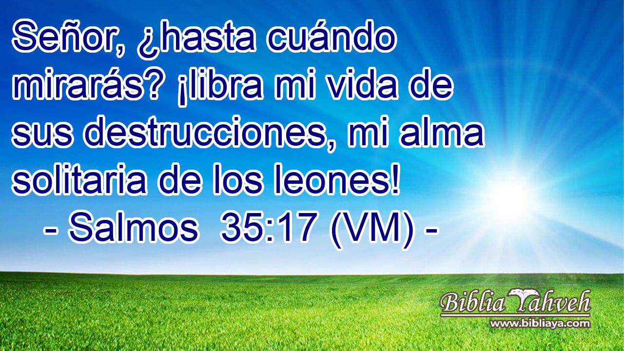  Señor, ¿hasta cuándo mirarás? ¡libra mi vida de sus destrucciones, mi alma solitaria de los leones! 