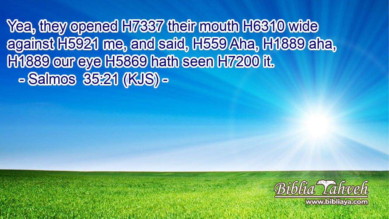 Yea, they opened H7337 their mouth H6310 wide against H5921 me, and said, H559 Aha, H1889 aha, H1889 our eye H5869 hath seen H7200 it.