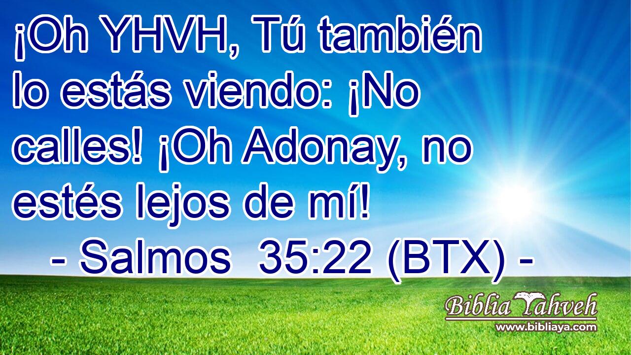 ¡Oh YHVH, Tú también lo estás viendo: ¡No calles! ¡Oh Adonay, no estés lejos de mí!