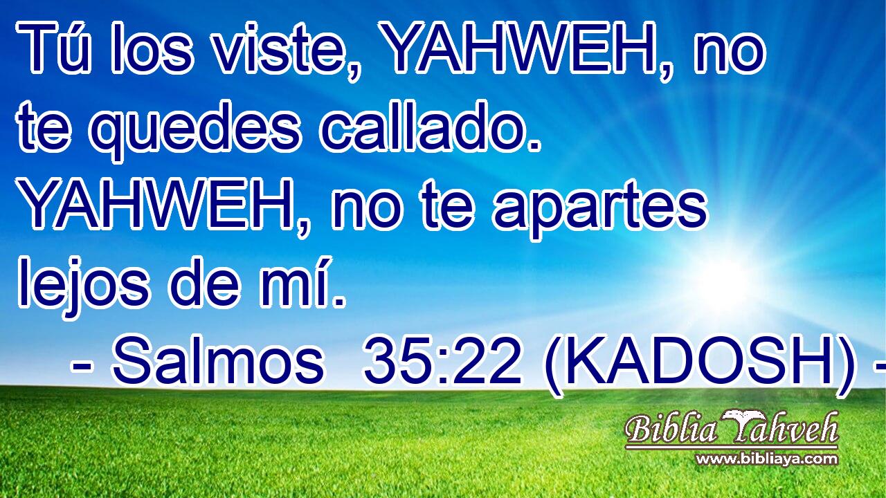  Tú los viste, YAHWEH, no te quedes callado. YAHWEH, no te apartes lejos de mí. 