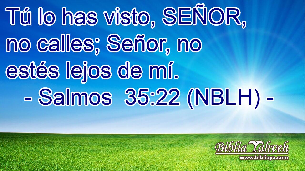  Tú lo has visto, SEÑOR, no calles; Señor, no estés lejos de mí. 