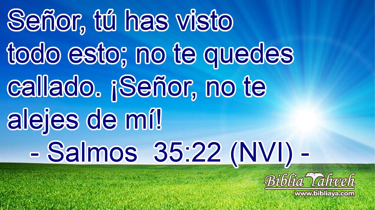  Señor, tú has visto todo esto; no te quedes callado. ¡Señor, no te alejes de mí! 