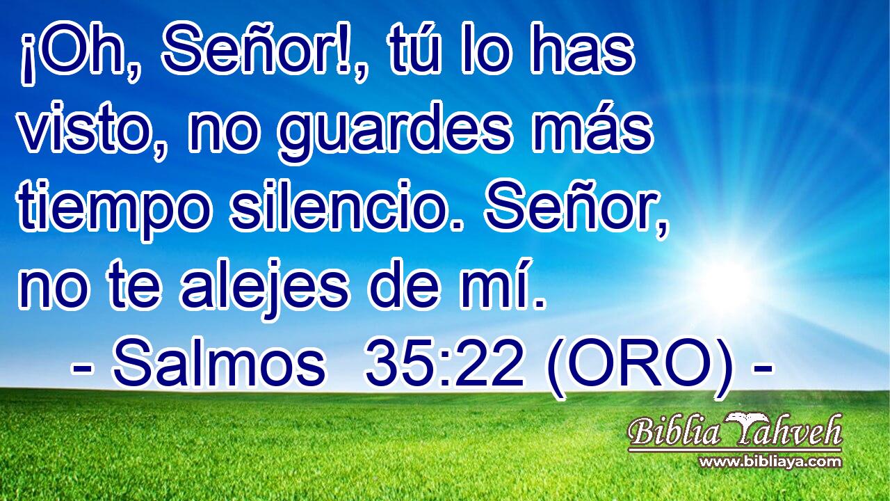  ¡Oh, Señor!, tú lo has visto, no guardes más tiempo silencio. Señor, no te alejes de mí. 