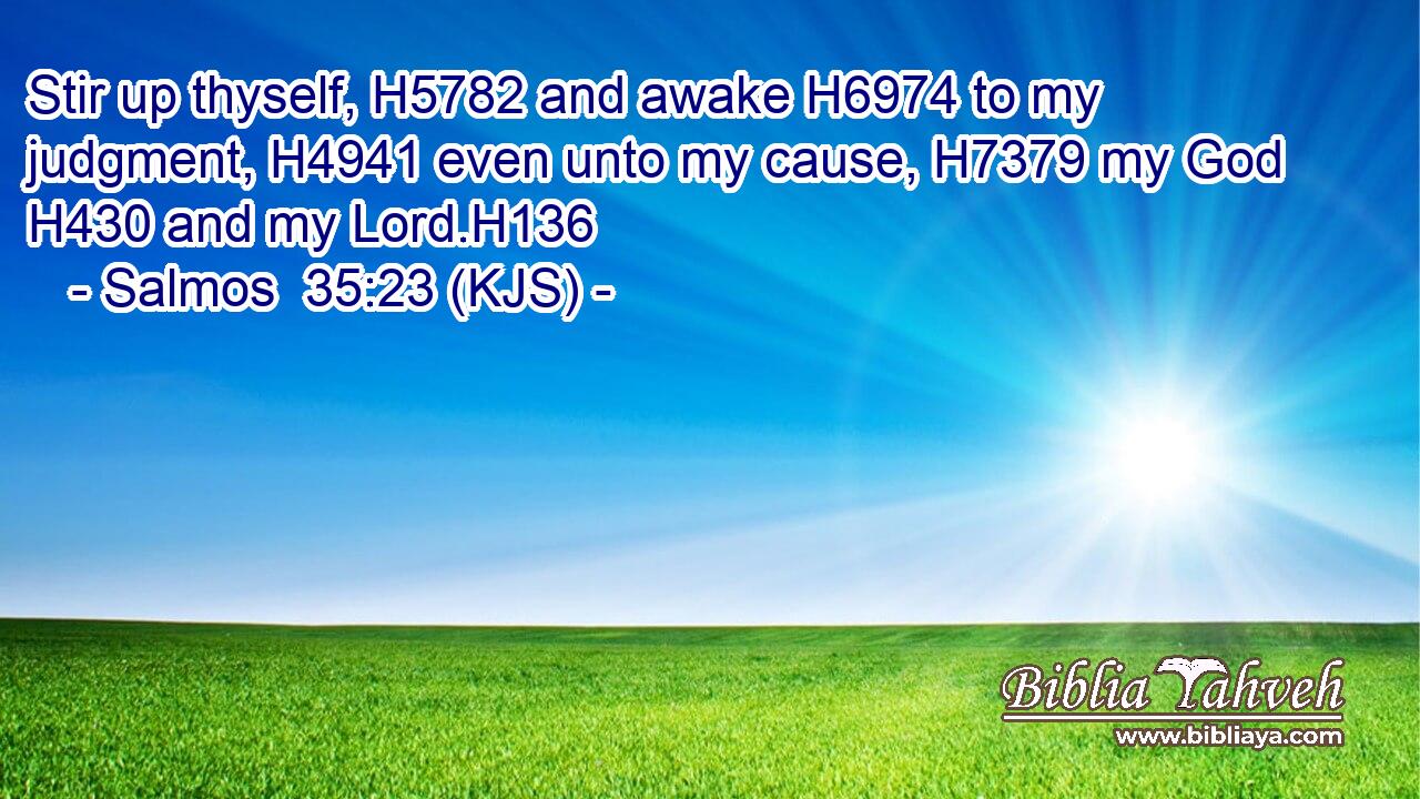Stir up thyself, H5782 and awake H6974 to my judgment, H4941 even unto my cause, H7379 my God H430 and my Lord.H136