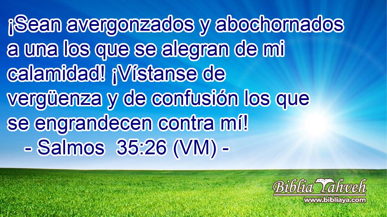  ¡Sean avergonzados y abochornados a una los que se alegran de mi calamidad! ¡Vístanse de vergüenza y de confusión los que se engrandecen contra mí! 