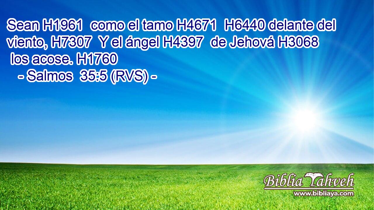 Sean H1961  como el tamo H4671  H6440 delante del viento, H7307  Y el ángel H4397  de Jehová H3068  los acose. H1760  