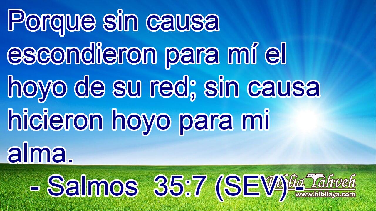 Porque sin causa escondieron para mí el hoyo de su red; sin causa hicieron hoyo para mi alma.