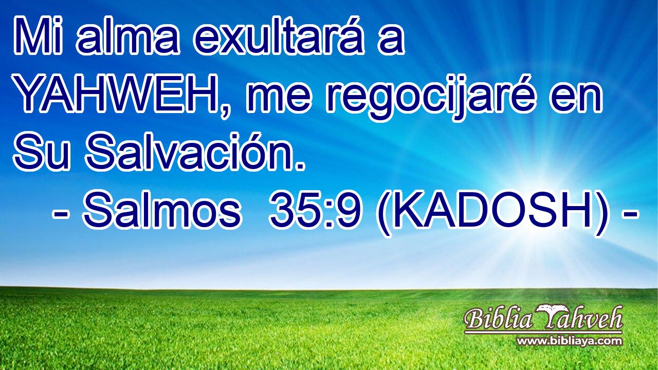  Mi alma exultará a YAHWEH, me regocijaré en Su Salvación. 