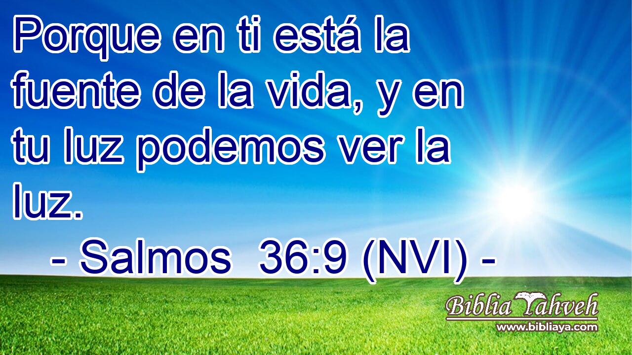  Porque en ti está la fuente de la vida, y en tu luz podemos ver la luz. 