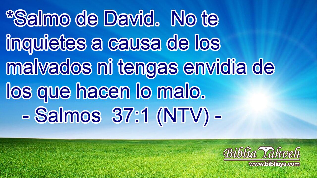 *Salmo de David.  No te inquietes a causa de los malvados ni tengas envidia de los que hacen lo malo.