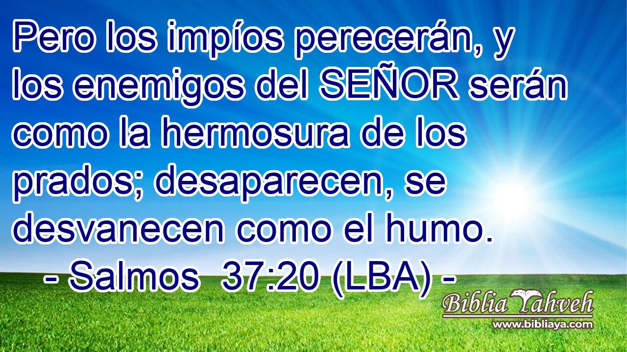 Pero los impíos perecerán, y los enemigos del SEÑOR serán como la hermosura de los prados; desaparecen, se desvanecen como el humo.