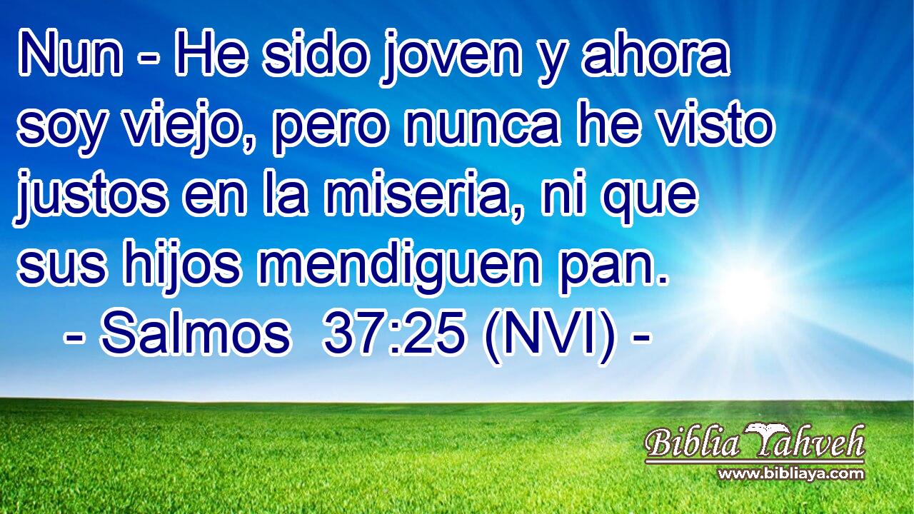  Nun - He sido joven y ahora soy viejo, pero nunca he visto justos en la miseria, ni que sus hijos mendiguen pan. 