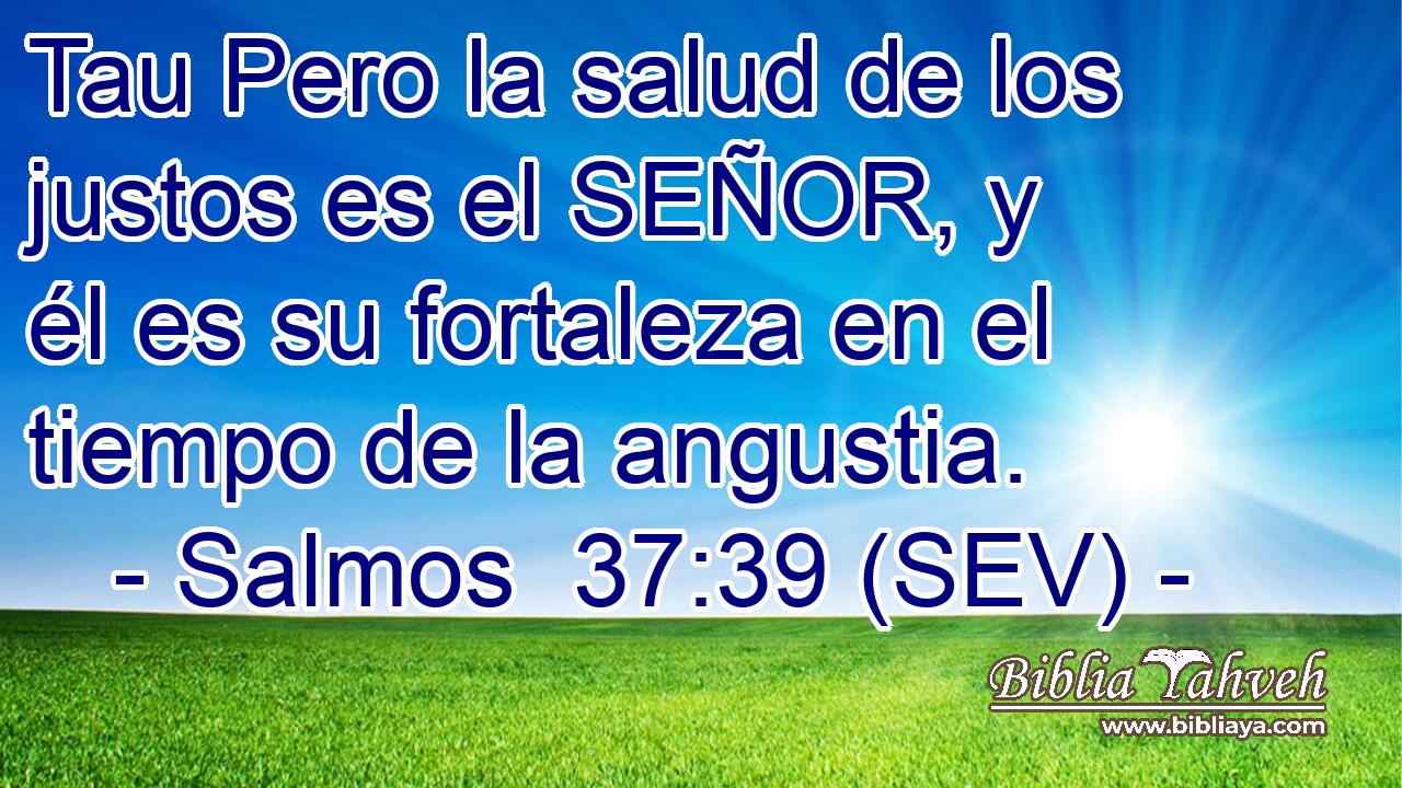 Tau Pero la salud de los justos es el SEÑOR, y él es su fortaleza en el tiempo de la angustia.