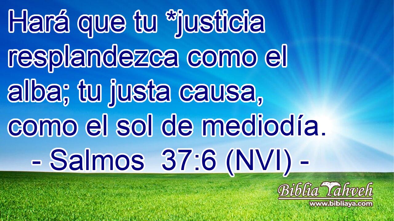  Hará que tu *justicia resplandezca como el alba; tu justa causa, como el sol de mediodía. 