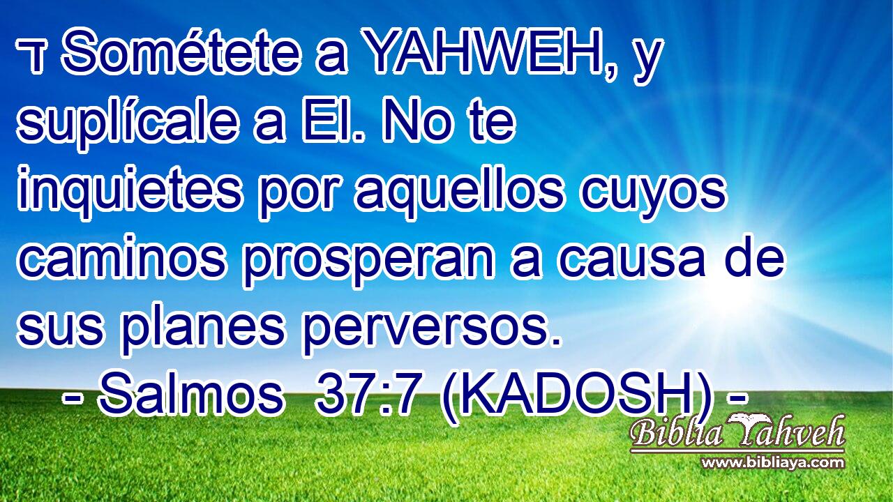  ד Sométete a YAHWEH, y suplícale a El. No te inquietes por aquellos cuyos caminos prosperan a causa de sus planes perversos. 
