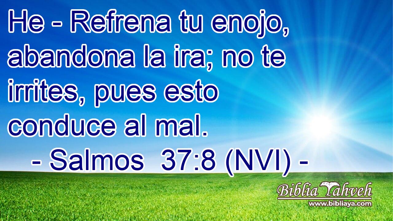  He - Refrena tu enojo, abandona la ira; no te irrites, pues esto conduce al mal. 