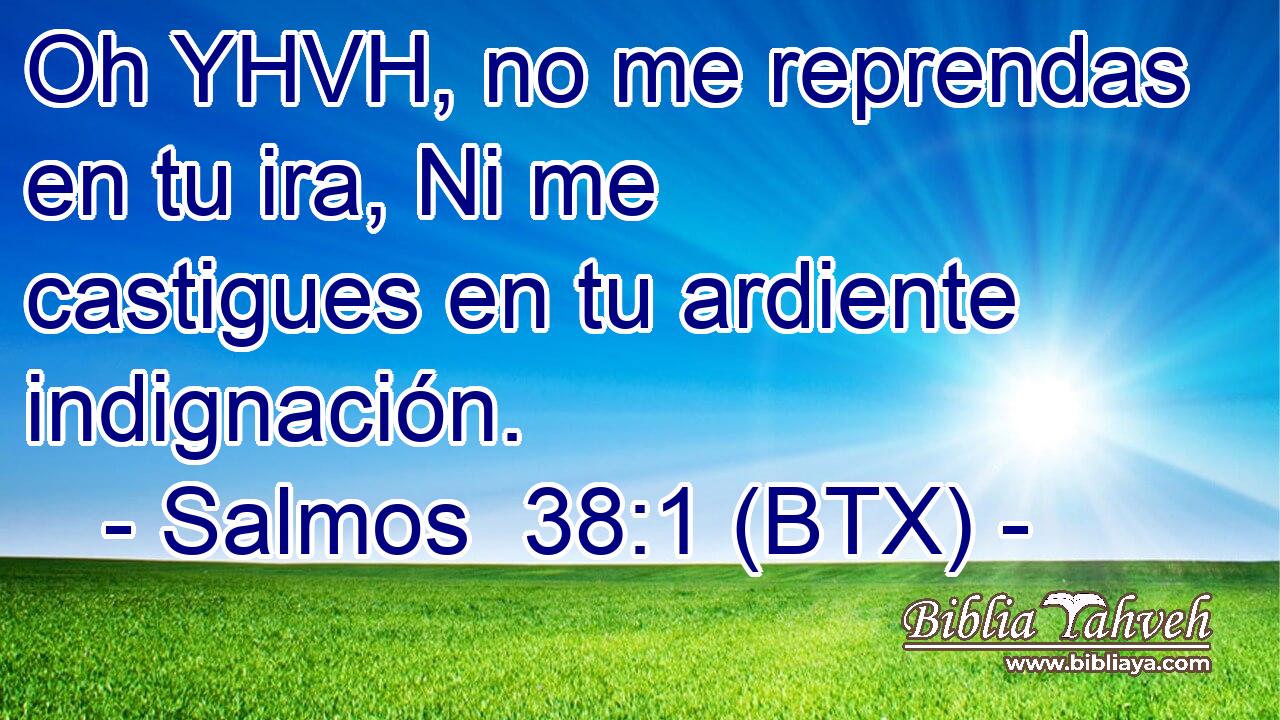 Oh YHVH, no me reprendas en tu ira, Ni me castigues en tu ardiente indignación.