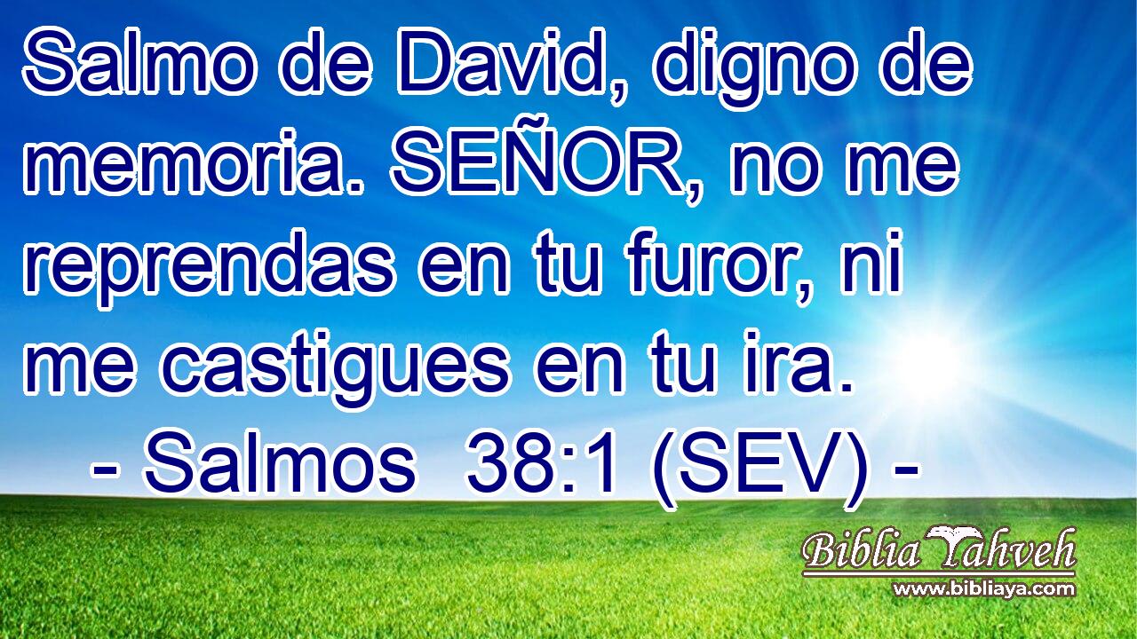 Salmo de David, digno de memoria. SEÑOR, no me reprendas en tu furor, ni me castigues en tu ira.