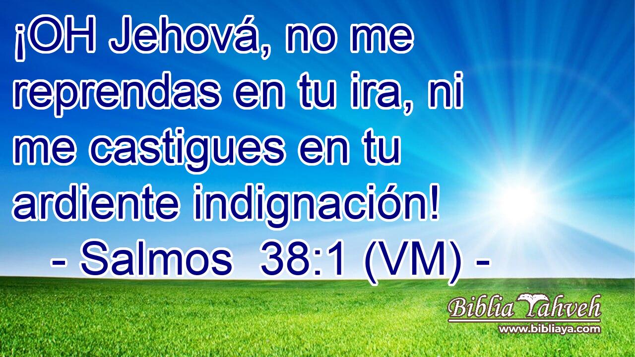  ¡OH Jehová, no me reprendas en tu ira, ni me castigues en tu ardiente indignación! 