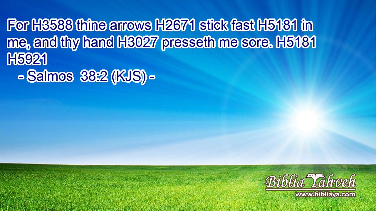 For H3588 thine arrows H2671 stick fast H5181 in me, and thy hand H3027 presseth me sore. H5181 H5921