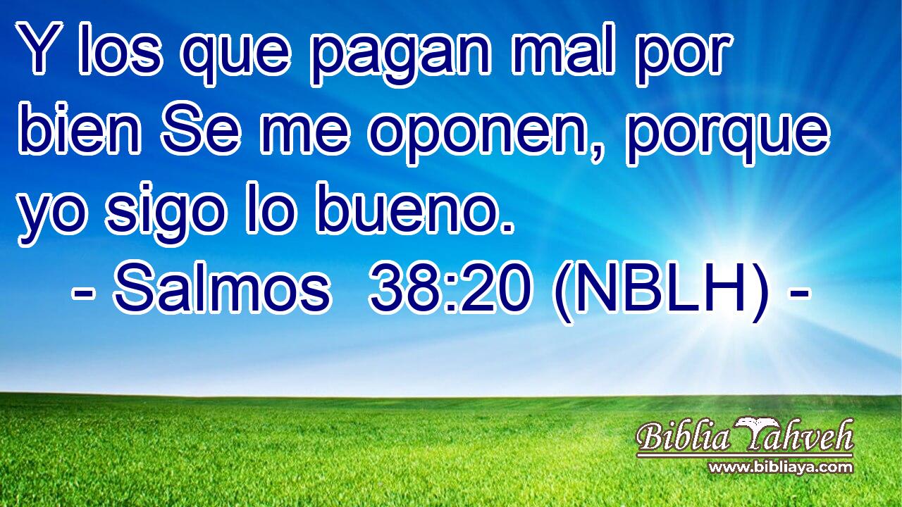  Y los que pagan mal por bien Se me oponen, porque yo sigo lo bueno. 