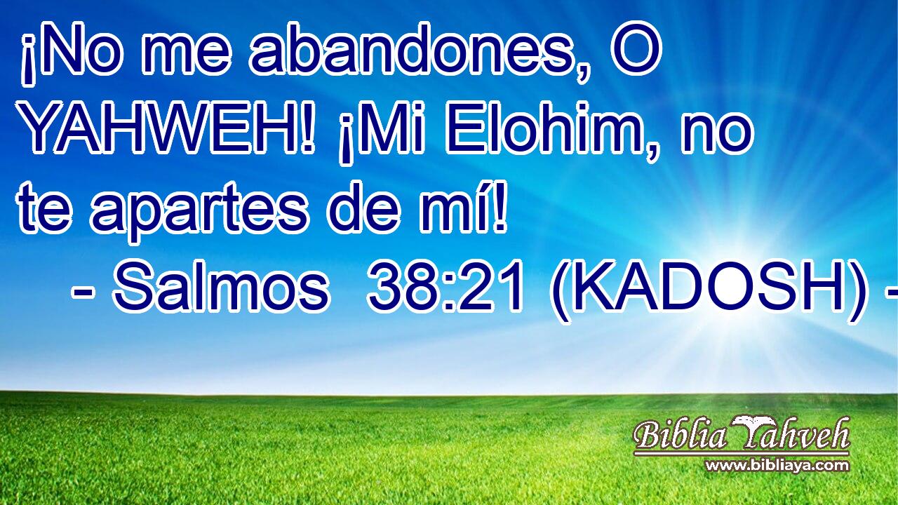 ¡No me abandones, O YAHWEH! ¡Mi Elohim, no te apartes de mí! 