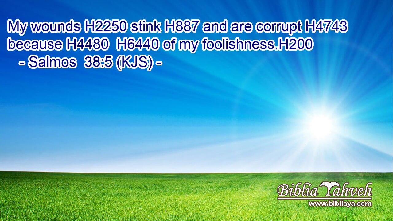 My wounds H2250 stink H887 and are corrupt H4743 because H4480  H6440 of my foolishness.H200