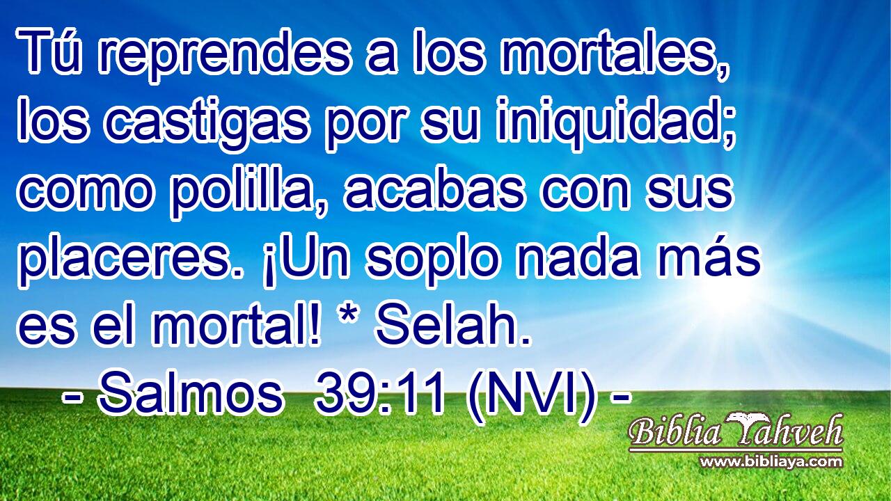  Tú reprendes a los mortales, los castigas por su iniquidad; como polilla, acabas con sus placeres. ¡Un soplo nada más es el mortal! * Selah. 