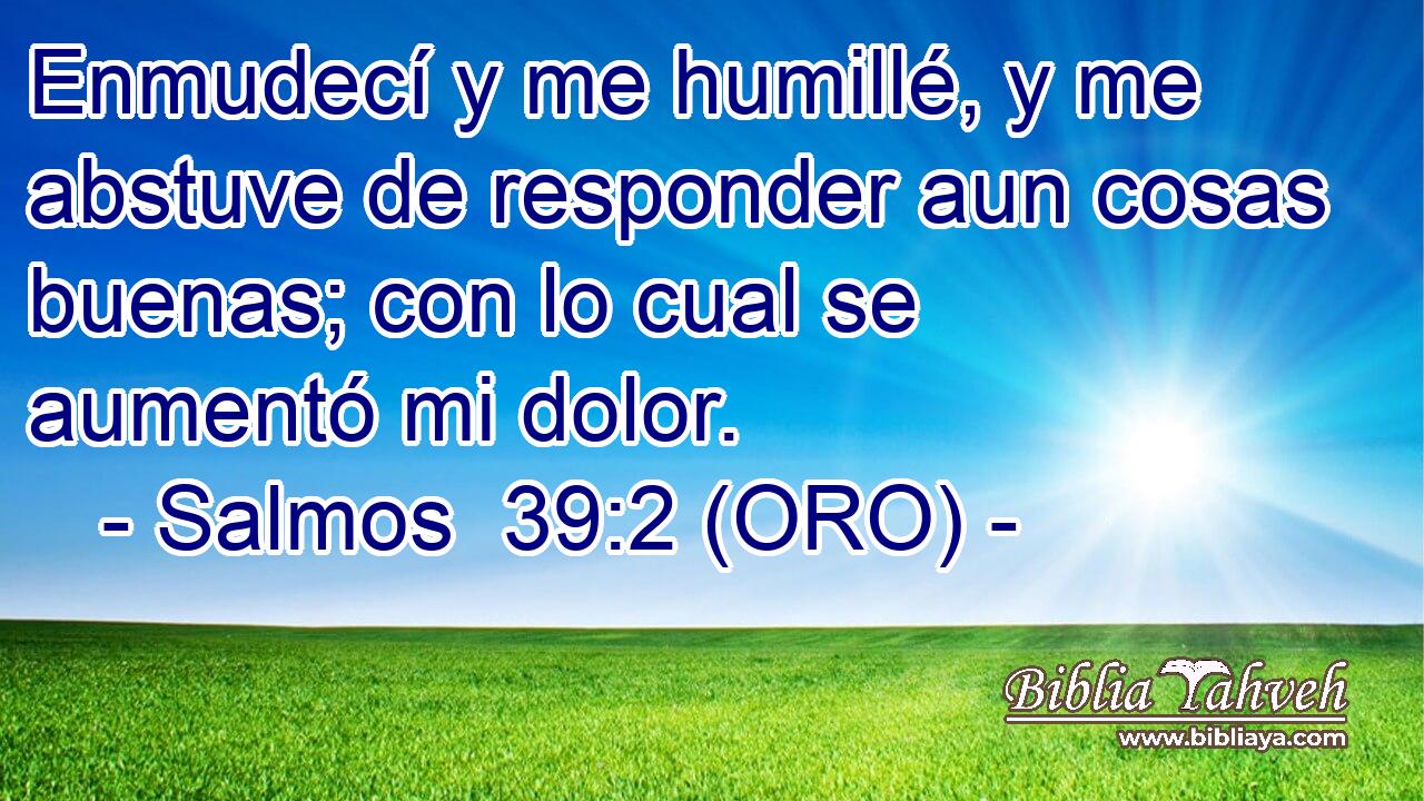  Enmudecí y me humillé, y me abstuve de responder aun cosas buenas; con lo cual se aumentó mi dolor. 