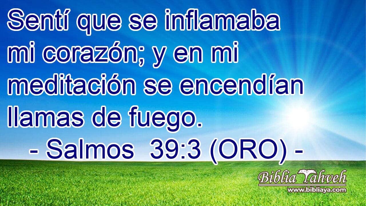  Sentí que se inflamaba mi corazón; y en mi meditación se encendían llamas de fuego. 