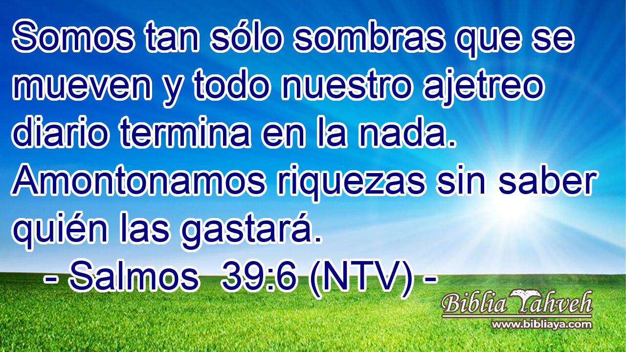 Somos tan sólo sombras que se mueven y todo nuestro ajetreo diario termina en la nada. Amontonamos riquezas sin saber quién las gastará.