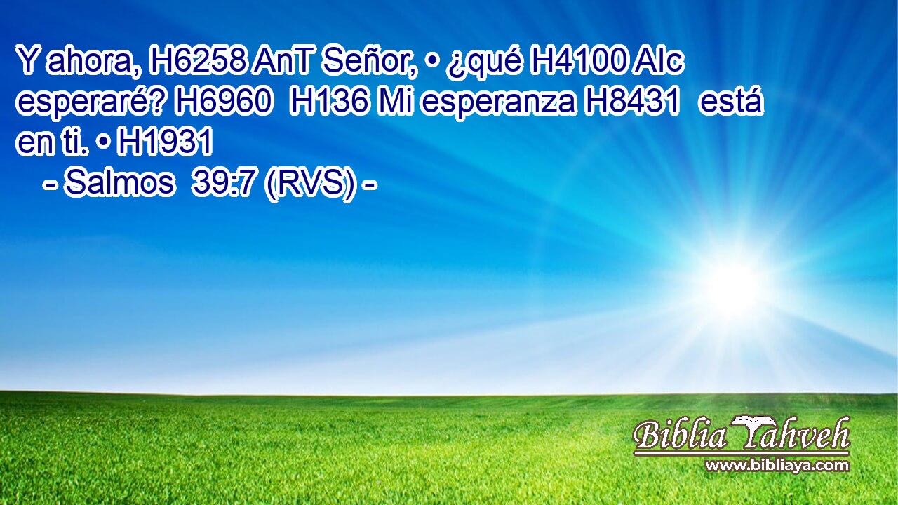 Y ahora, H6258 AnT Señor, • ¿qué H4100 AIc esperaré? H6960  H136 Mi esperanza H8431  está en ti. • H1931  