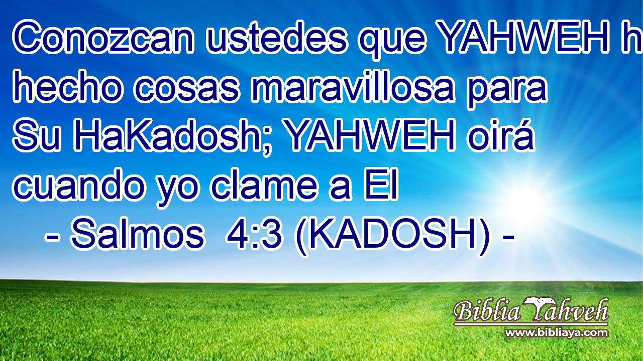  Conozcan ustedes que YAHWEH ha hecho cosas maravillosa para Su HaKadosh; YAHWEH oirá cuando yo clame a El 