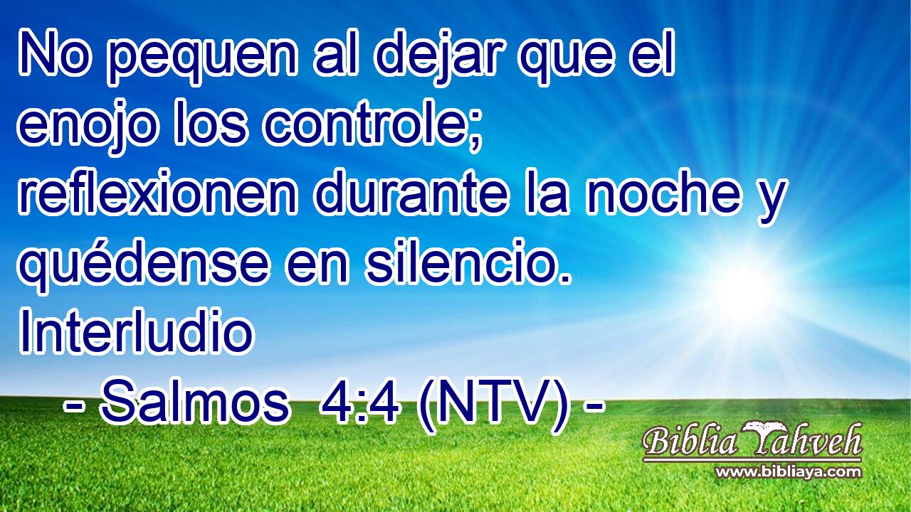 No pequen al dejar que el enojo los controle; reflexionen durante la noche y quédense en silencio. Interludio