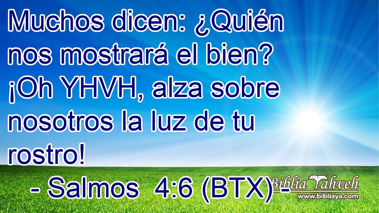 Muchos dicen: ¿Quién nos mostrará el bien? ¡Oh YHVH, alza sobre nosotros la luz de tu rostro!