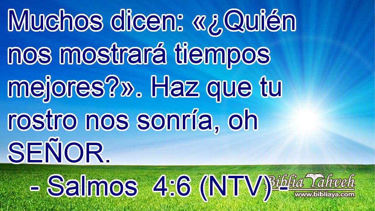 Muchos dicen: «¿Quién nos mostrará tiempos mejores?». Haz que tu rostro nos sonría, oh SEÑOR.