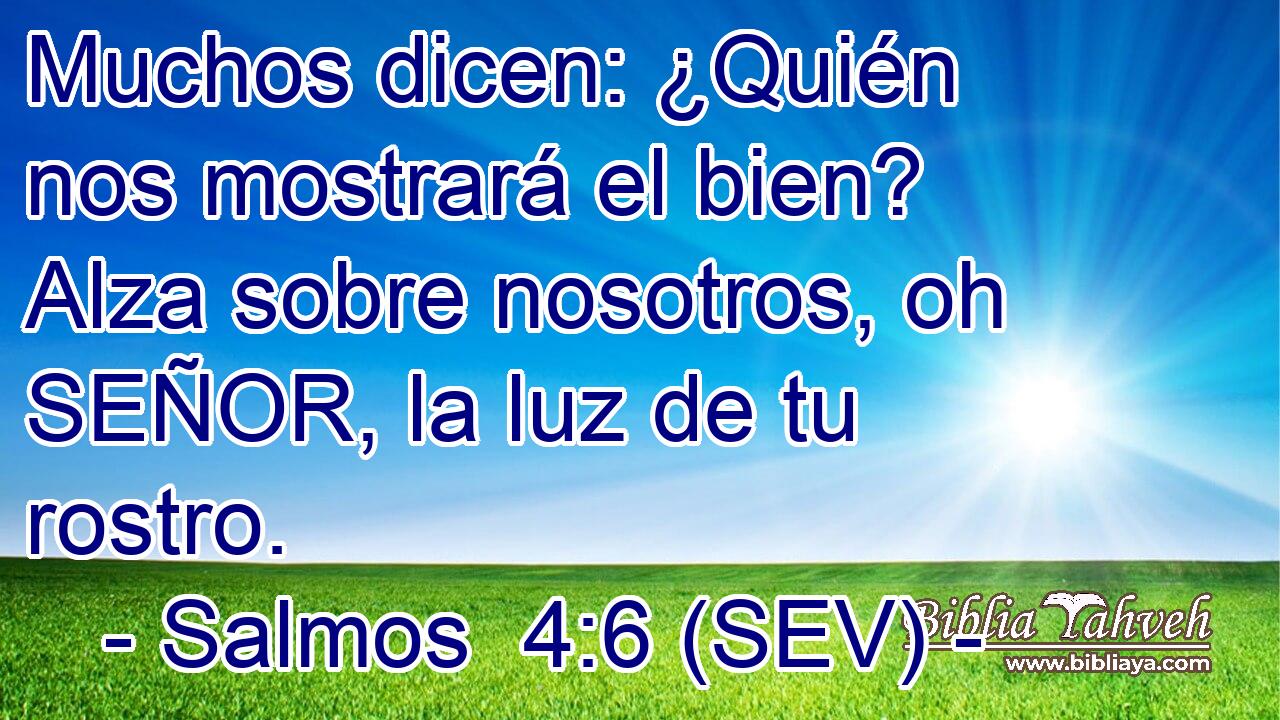 Muchos dicen: ¿Quién nos mostrará el bien? Alza sobre nosotros, oh SEÑOR, la luz de tu rostro.
