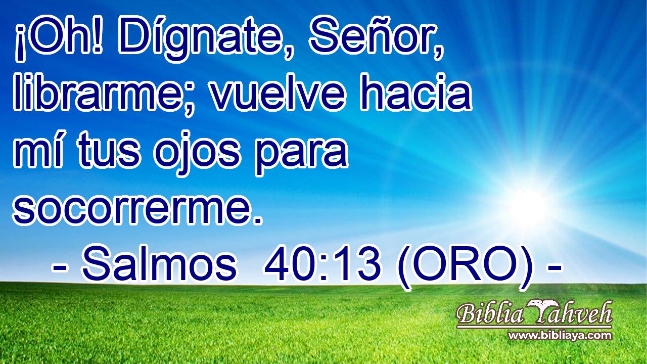  ¡Oh! Dígnate, Señor, librarme; vuelve hacia mí tus ojos para socorrerme. 