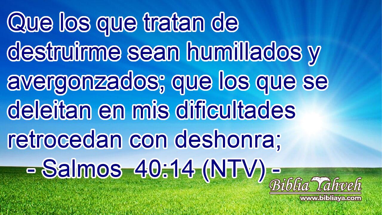 Que los que tratan de destruirme sean humillados y avergonzados; que los que se deleitan en mis dificultades retrocedan con deshonra;