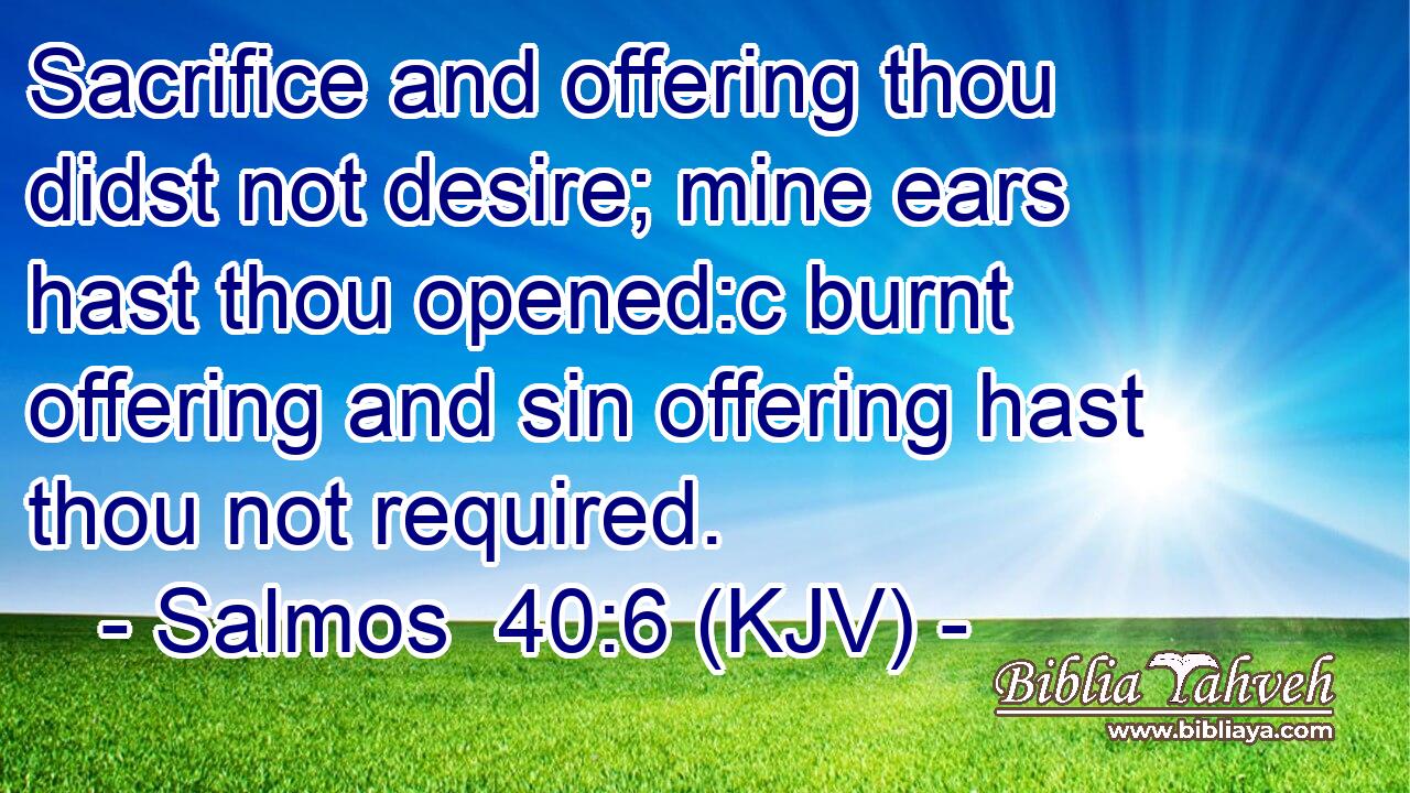 Sacrifice and offering thou didst not desire; mine ears hast thou opened:c burnt offering and sin offering hast thou not required.