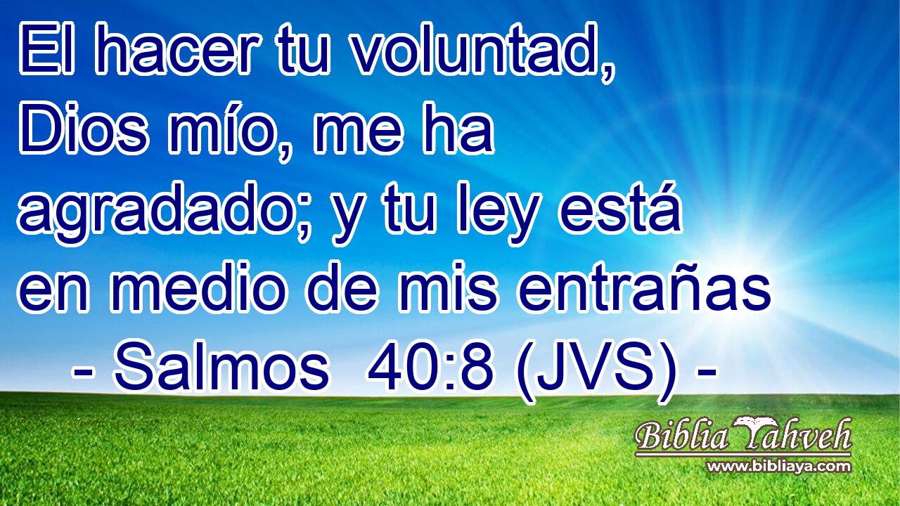 El hacer tu voluntad, Dios mío, me ha agradado; y tu ley está en medio de mis entrañas