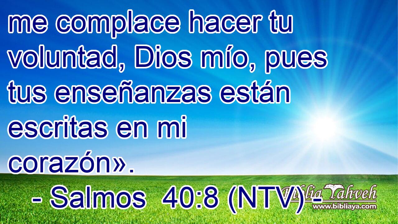 me complace hacer tu voluntad, Dios mío, pues tus enseñanzas están escritas en mi corazón».