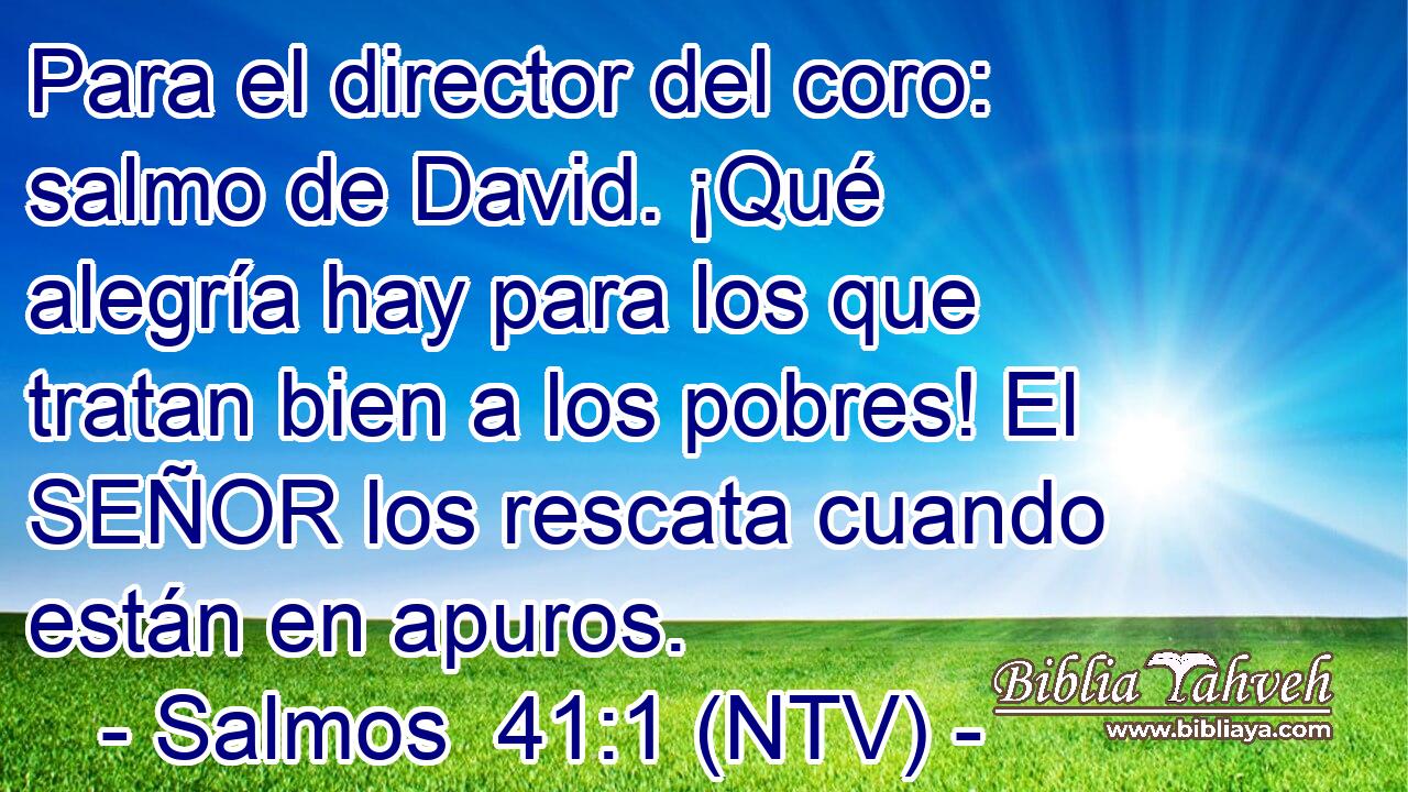 Para el director del coro: salmo de David. ¡Qué alegría hay para los que tratan bien a los pobres! El SEÑOR los rescata cuando están en apuros.