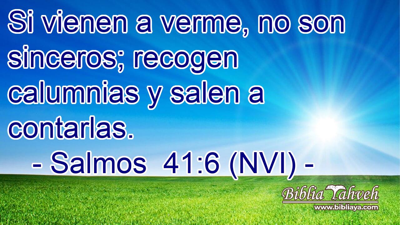  Si vienen a verme, no son sinceros; recogen calumnias y salen a contarlas. 