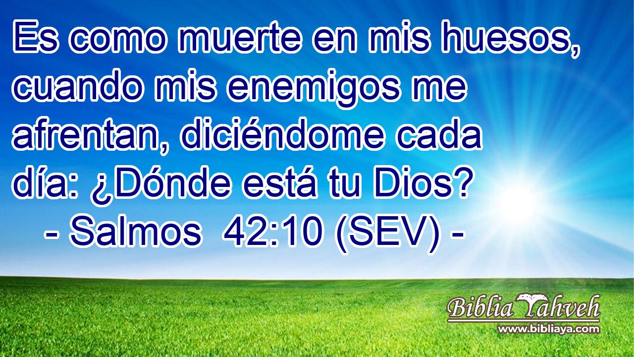 Es como muerte en mis huesos, cuando mis enemigos me afrentan, diciéndome cada día: ¿Dónde está tu Dios?