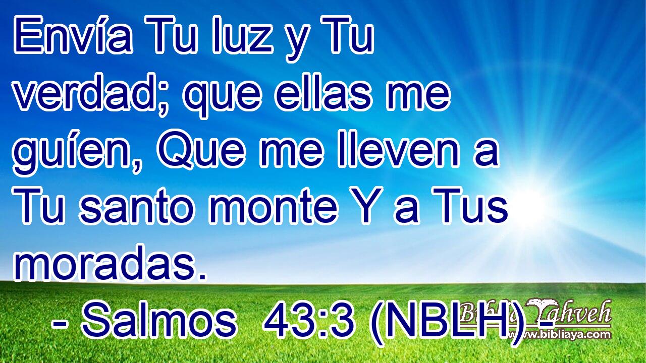  Envía Tu luz y Tu verdad; que ellas me guíen, Que me lleven a Tu santo monte Y a Tus moradas. 